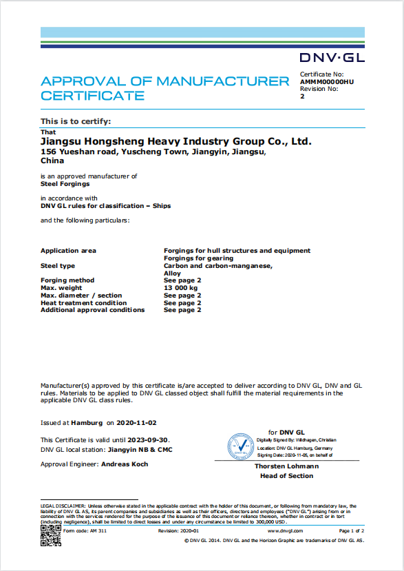 Certificato DNV GL